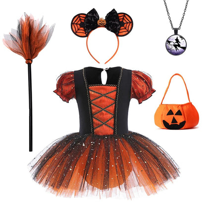 Witch Costume Girls Halloween Sequin Dress