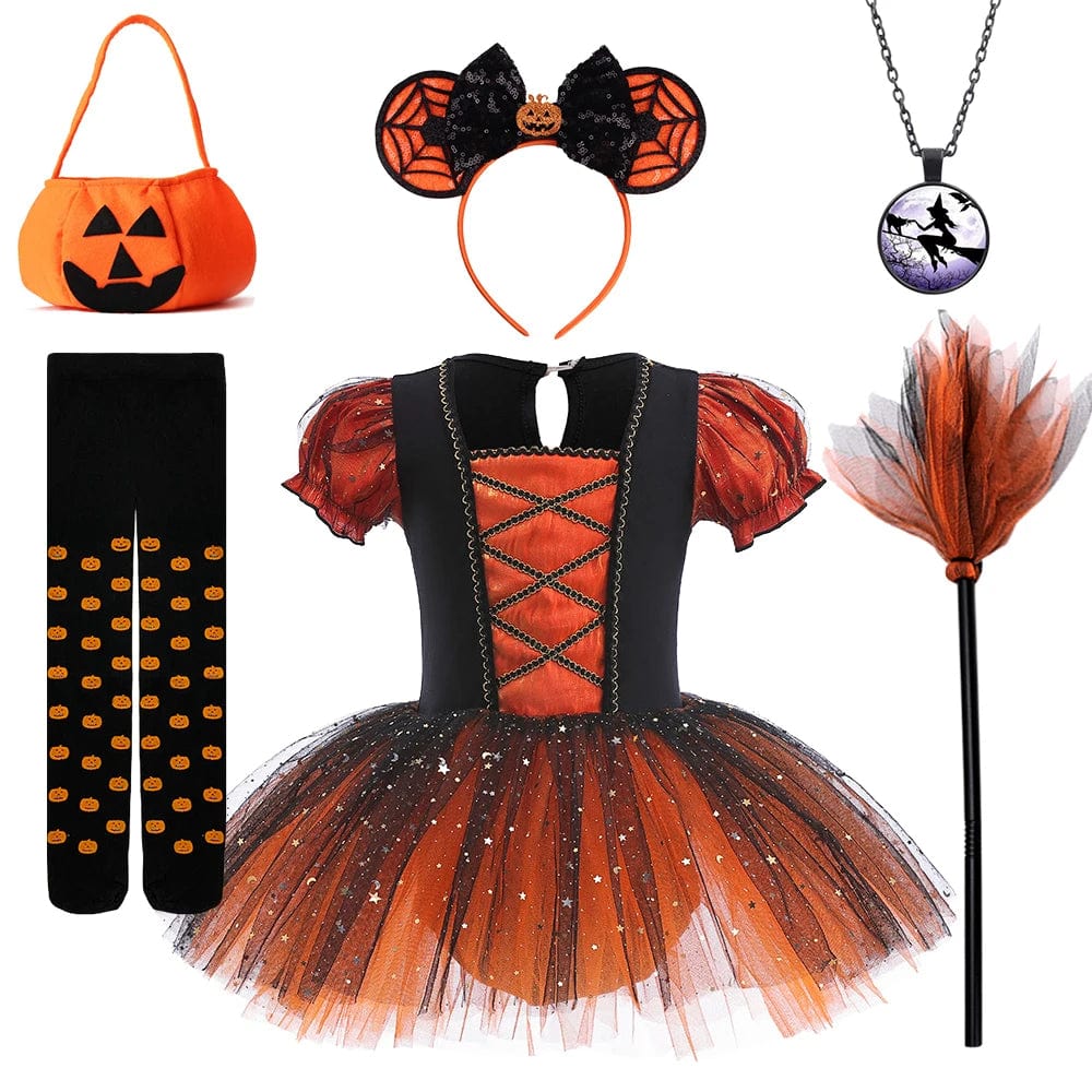 Witch Costume Girls Halloween Sequin Dress