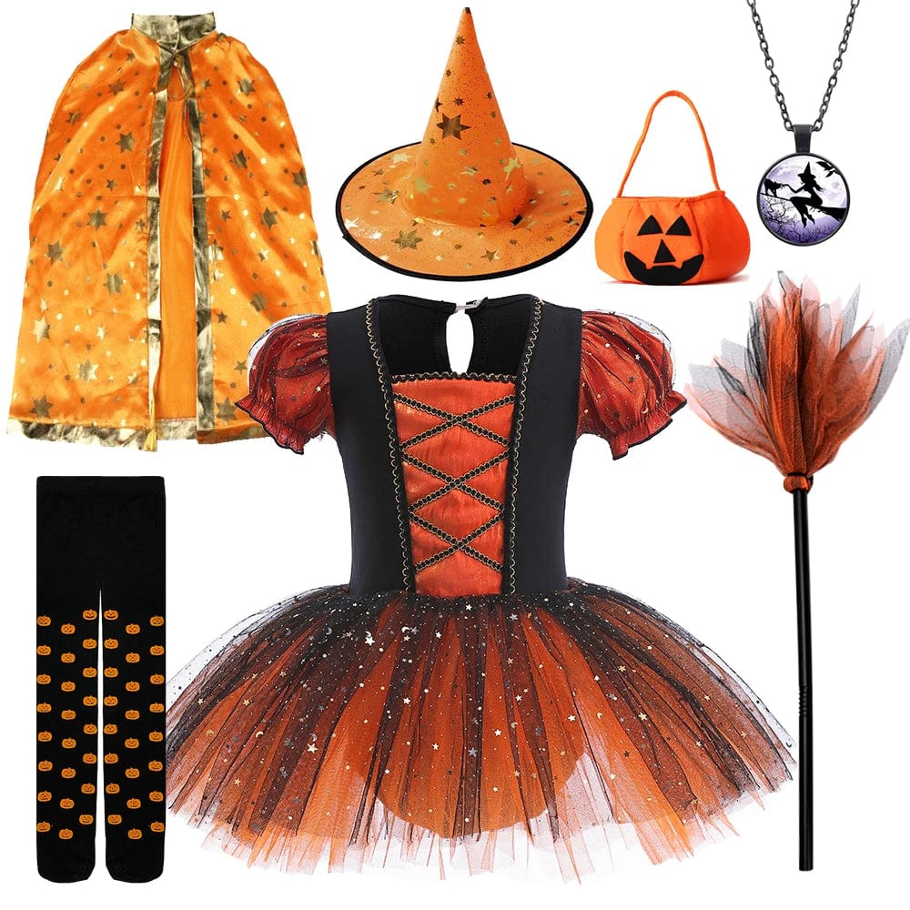 Witch Costume Girls Halloween Sequin Dress