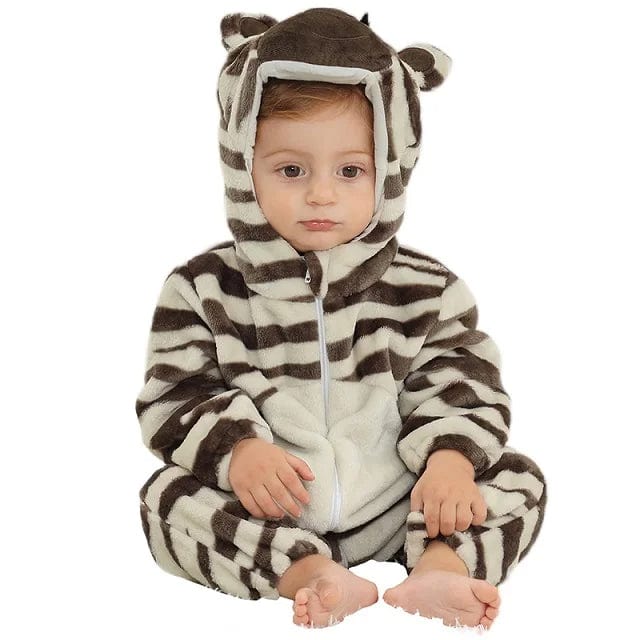 Flannel Hooded Animal Baby Snowsuit