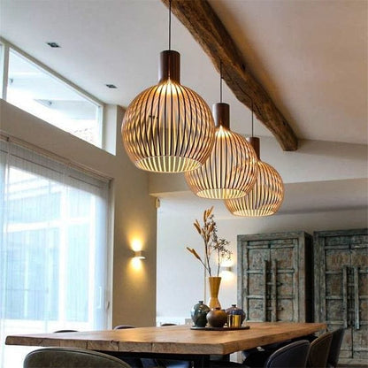 Artisan Crafted Wooden Pendant Light