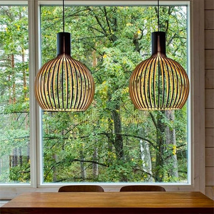 Artisan Crafted Wooden Pendant Light