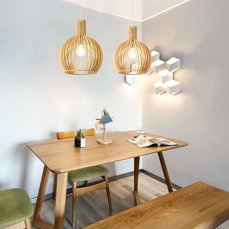 Artisan Crafted Wooden Pendant Light