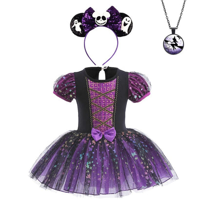 Witch Costume Girls Halloween Sequin Dress