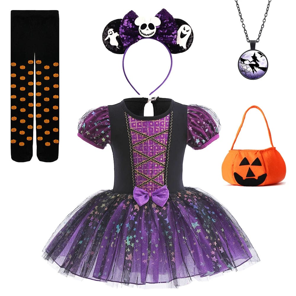 Witch Costume Girls Halloween Sequin Dress