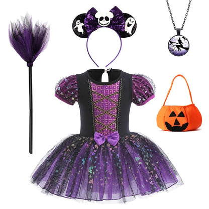 Witch Costume Girls Halloween Sequin Dress