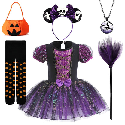 Witch Costume Girls Halloween Sequin Dress