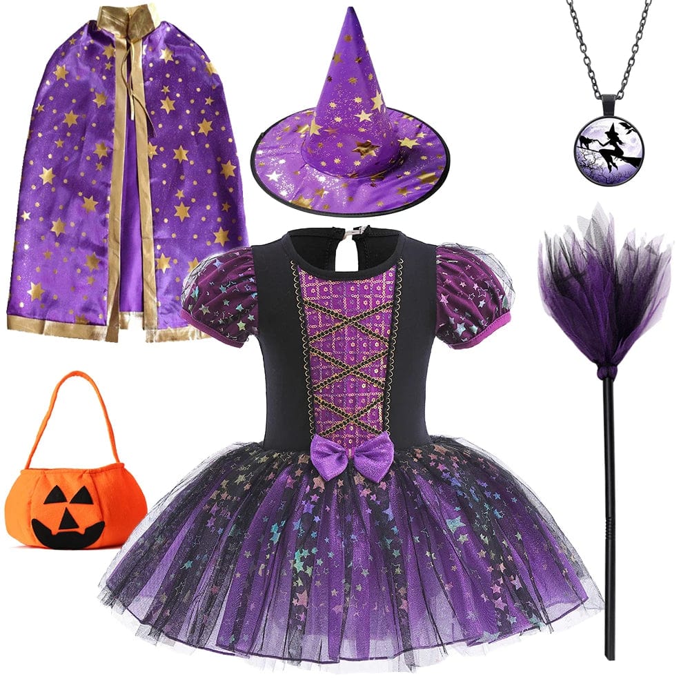 Witch Costume Girls Halloween Sequin Dress