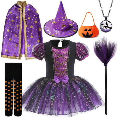 Witch Costume Girls Halloween Sequin Dress