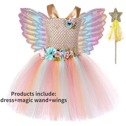 Fairy Costume Girls Fairy Tutu Dress with Wings