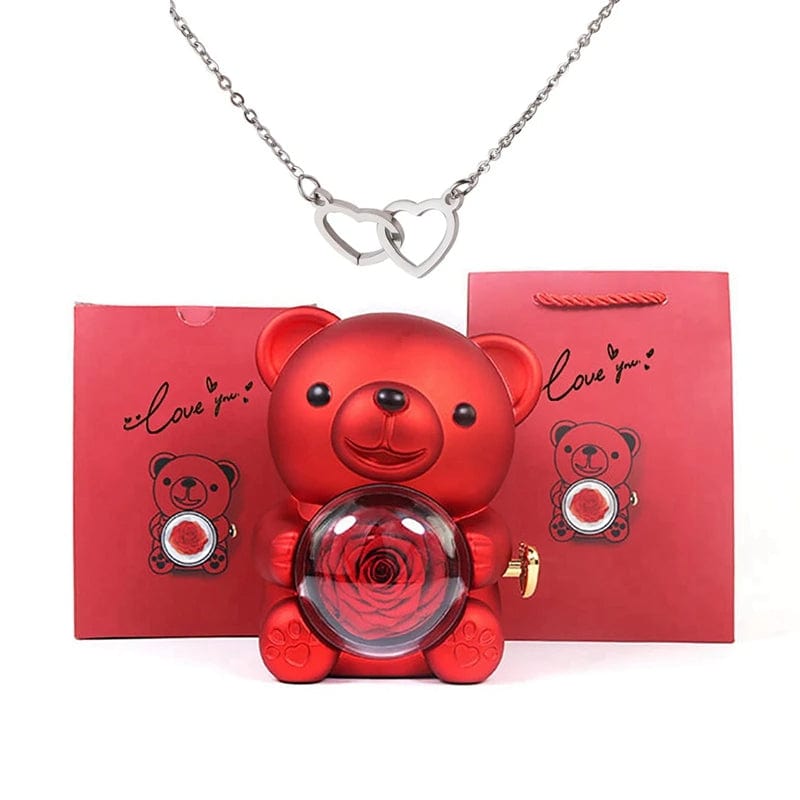 Timeless Rose Bear Necklace Gift Set