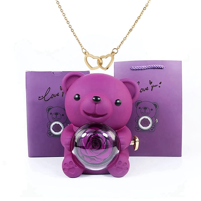 Timeless Rose Bear Necklace Gift Set