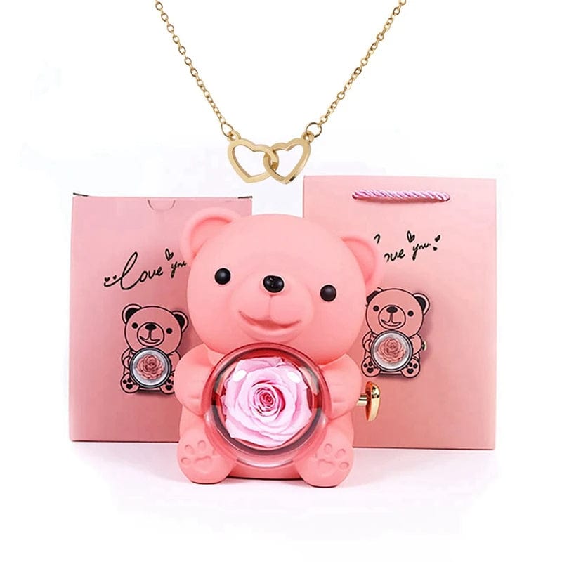 Timeless Rose Bear Necklace Gift Set