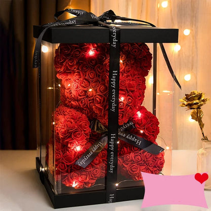 Rose Bear Radiance Gift Box with Lights