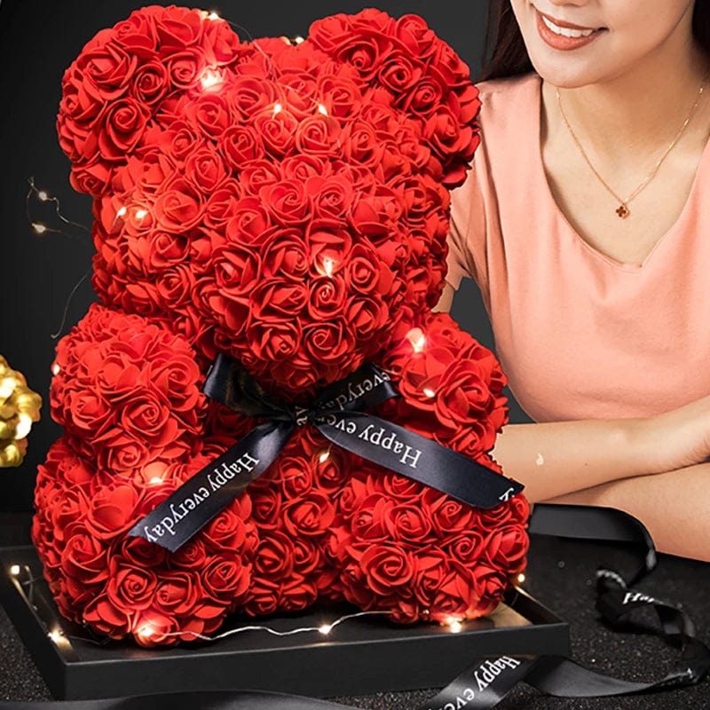 Rose Bear Radiance Gift Box with Lights