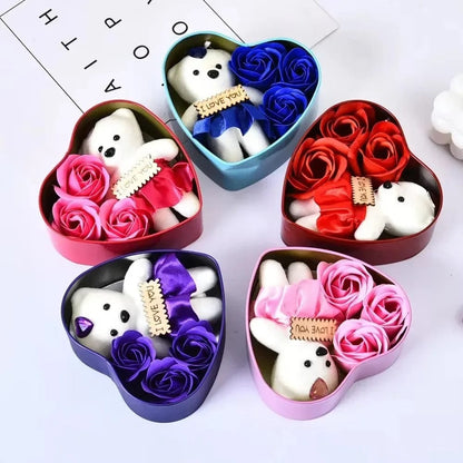 Heartfelt Rose Bear Tin Box Gift Set