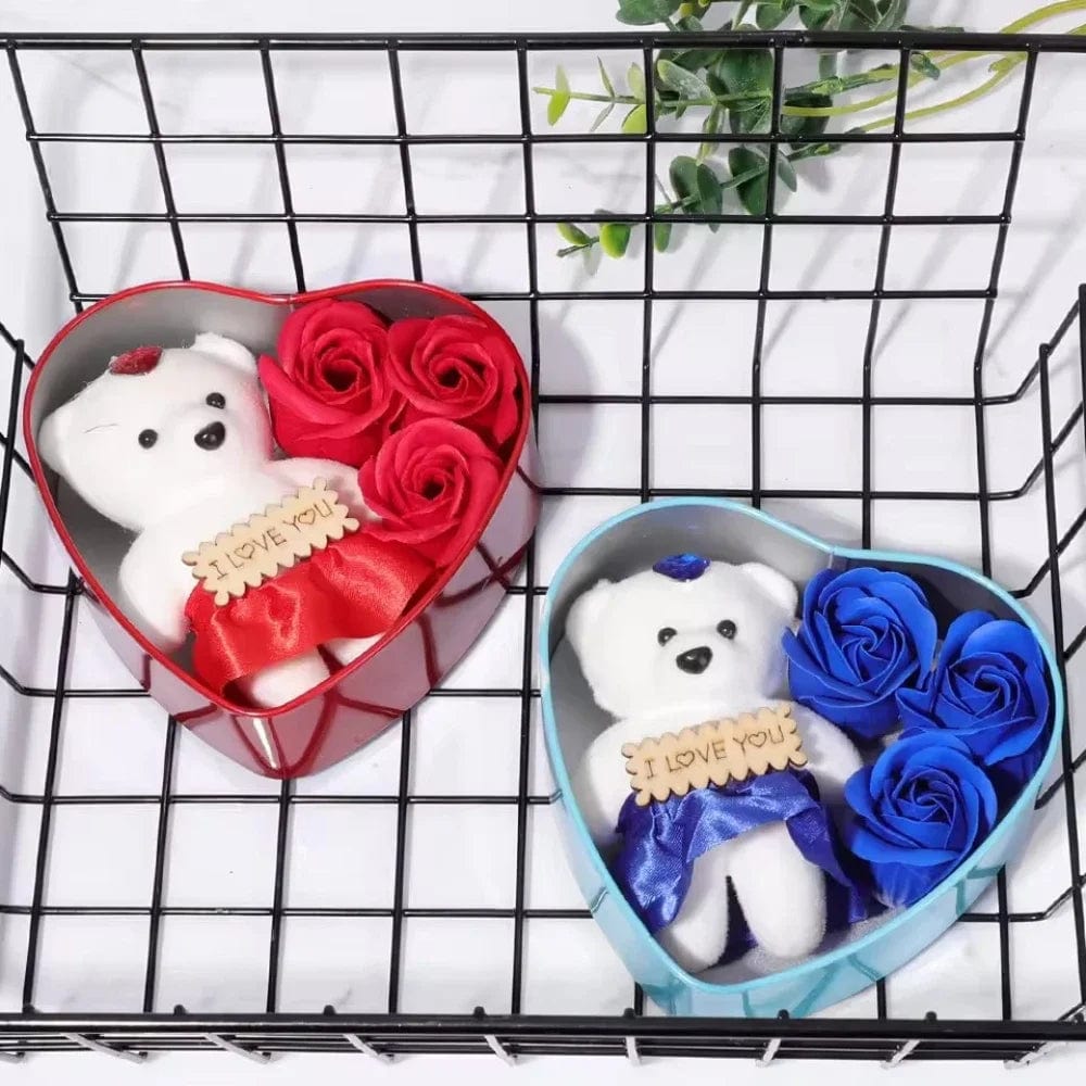 Heartfelt Rose Bear Tin Box Gift Set