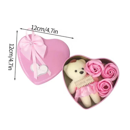 Heartfelt Rose Bear Tin Box Gift Set