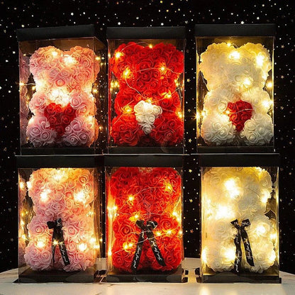 Eternal Rose Teddy Bear Light-Up Gift Set