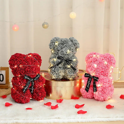 Eternal Rose Teddy Bear Light-Up Gift Set