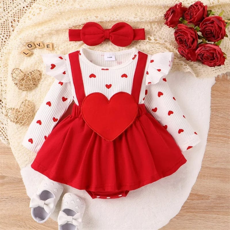 Valentine's Baby Outfit Heart Romper Dress Set