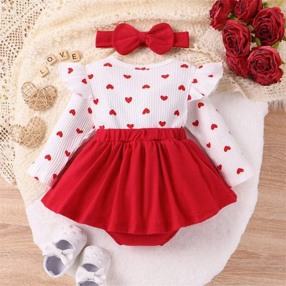 Valentine's Baby Outfit Heart Romper Dress Set