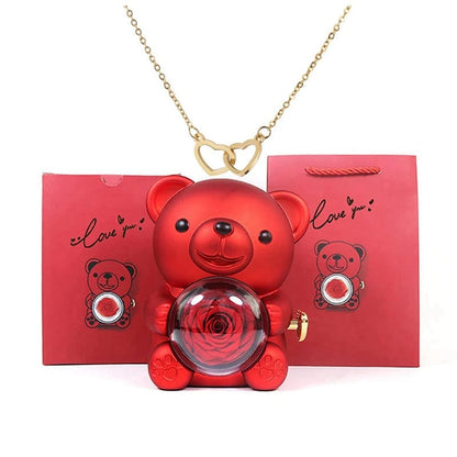 Timeless Rose Bear Necklace Gift Set