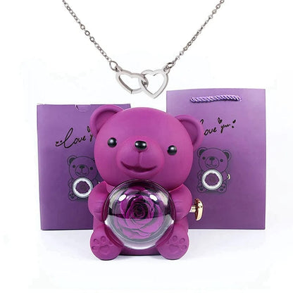 Timeless Rose Bear Necklace Gift Set