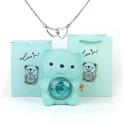 Timeless Rose Bear Necklace Gift Set