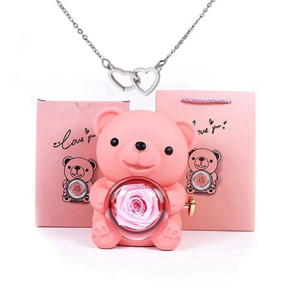 Timeless Rose Bear Necklace Gift Set