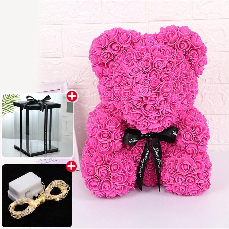 Rose Bear Radiance Gift Box with Lights