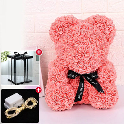 Rose Bear Radiance Gift Box with Lights