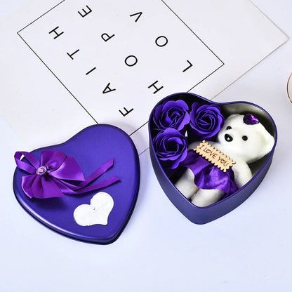 Heartfelt Rose Bear Tin Box Gift Set