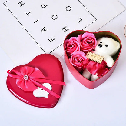 Heartfelt Rose Bear Tin Box Gift Set