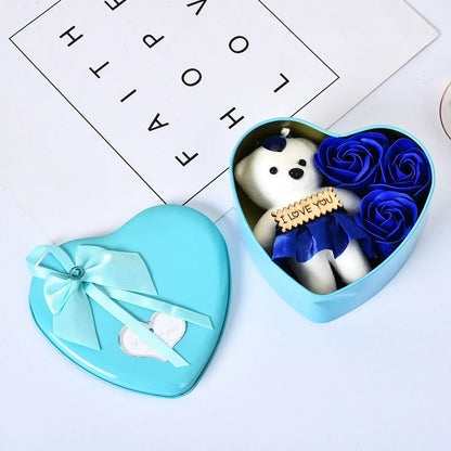 Heartfelt Rose Bear Tin Box Gift Set