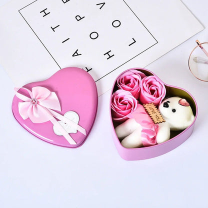 Heartfelt Rose Bear Tin Box Gift Set