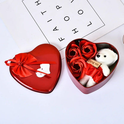 Heartfelt Rose Bear Tin Box Gift Set