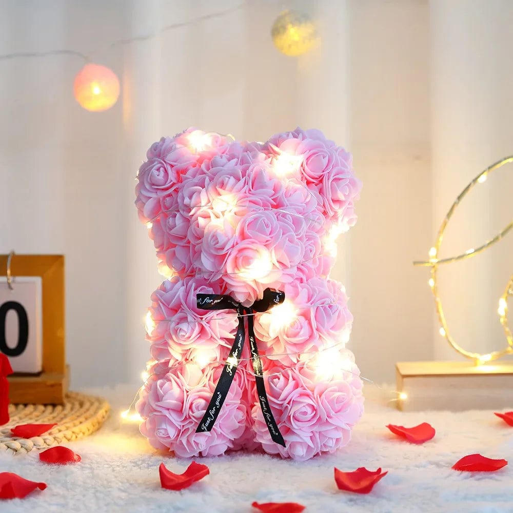 Eternal Rose Teddy Bear Light-Up Gift Set