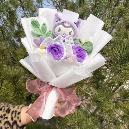 Kawaii Plush Bouquet with Kitty and Artificial Flowers