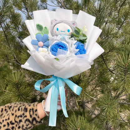 Kawaii Plush Bouquet with Kitty and Artificial Flowers