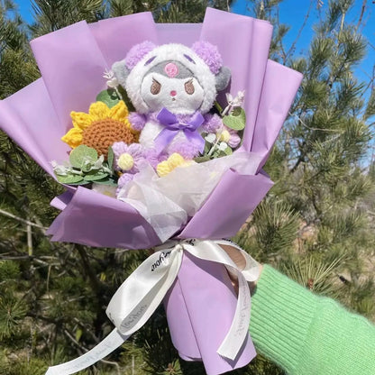 Kawaii Plush Bouquet with Kitty and Artificial Flowers