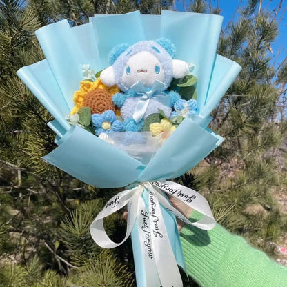 Kawaii Plush Bouquet with Kitty and Artificial Flowers