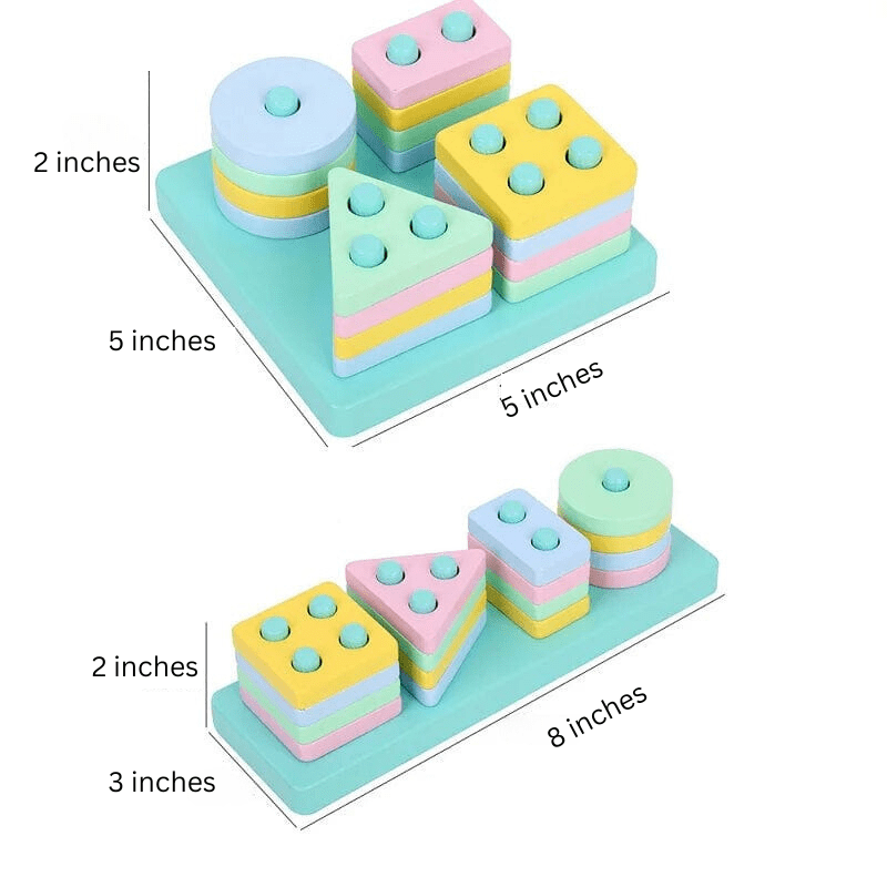 Shape Stacker - Montessori Wooden Blocks Toy