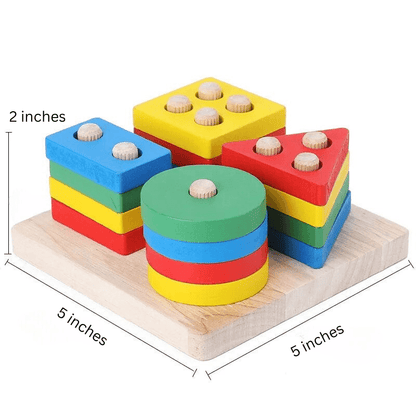 Shape Stacker - Montessori Wooden Blocks Toy