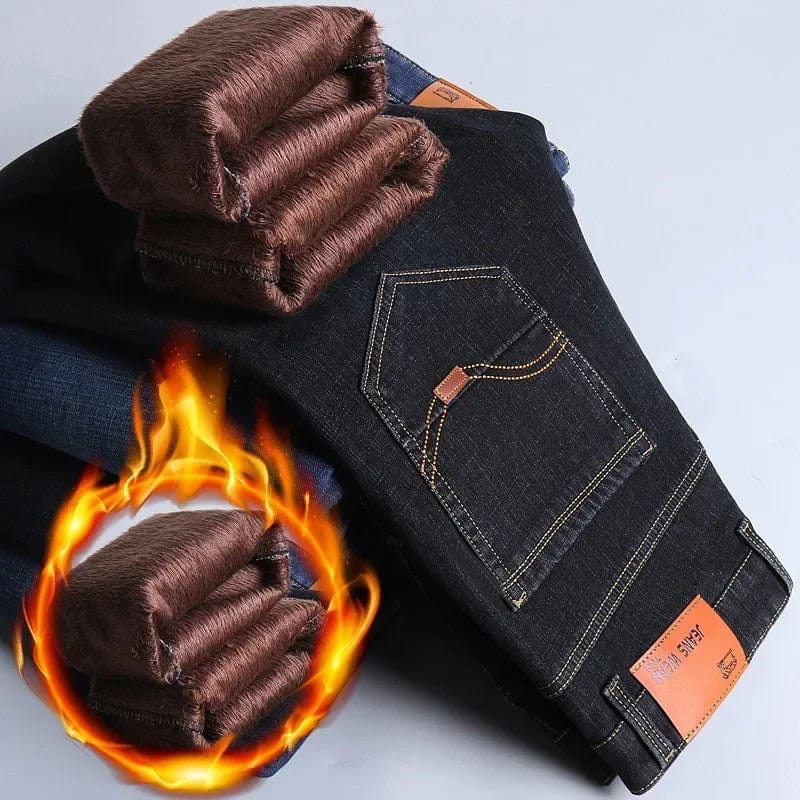 2024 Winter Men's Warm Fleece  Lined Jeans