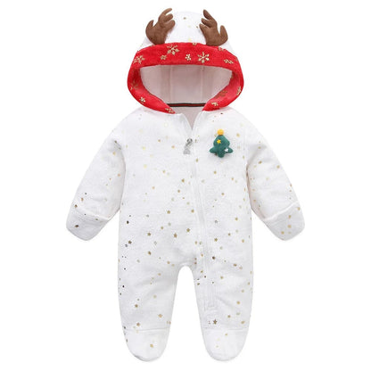 Baby Christmas Flannel Hooded Snowsuit