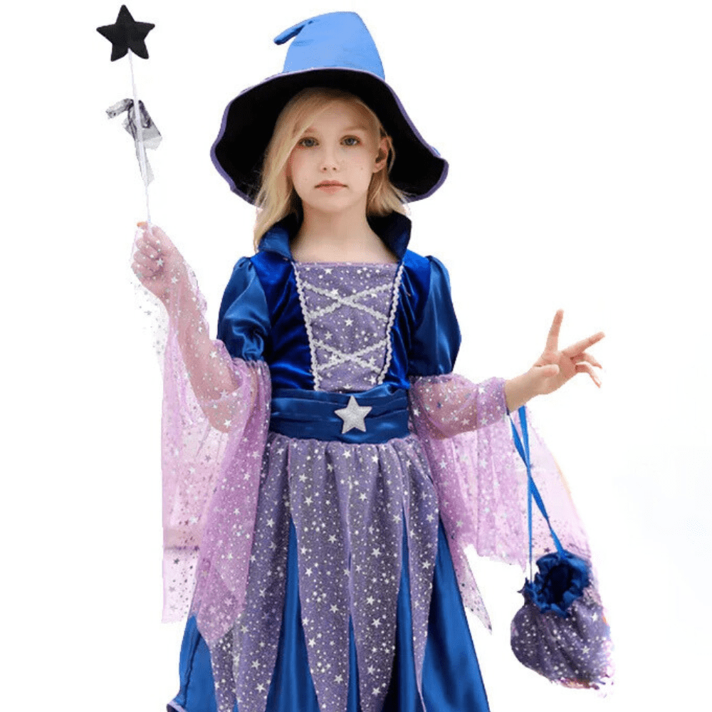 Witch Costume Girls Elegant Dress and Hat